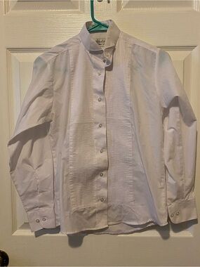 Lady Marino Womens White Pleated Front Dress Shirt